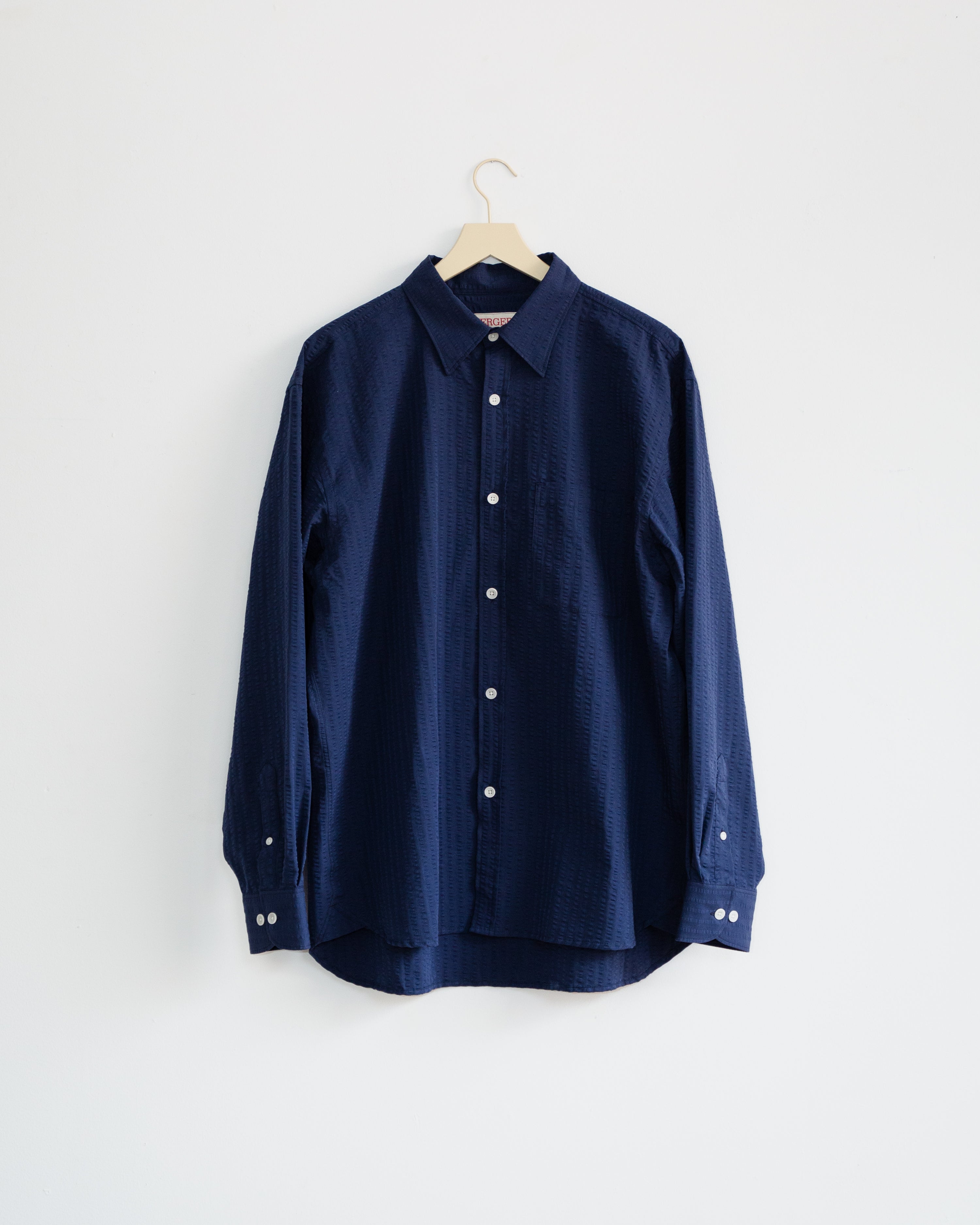 Arne Shirt -  Dark Blue Seersucker
