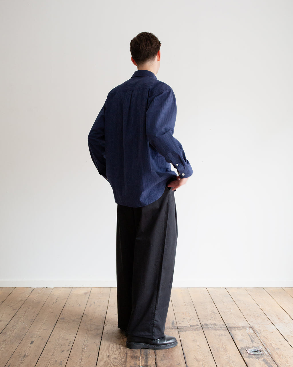 Arne Shirt -  Dark Blue Seersucker