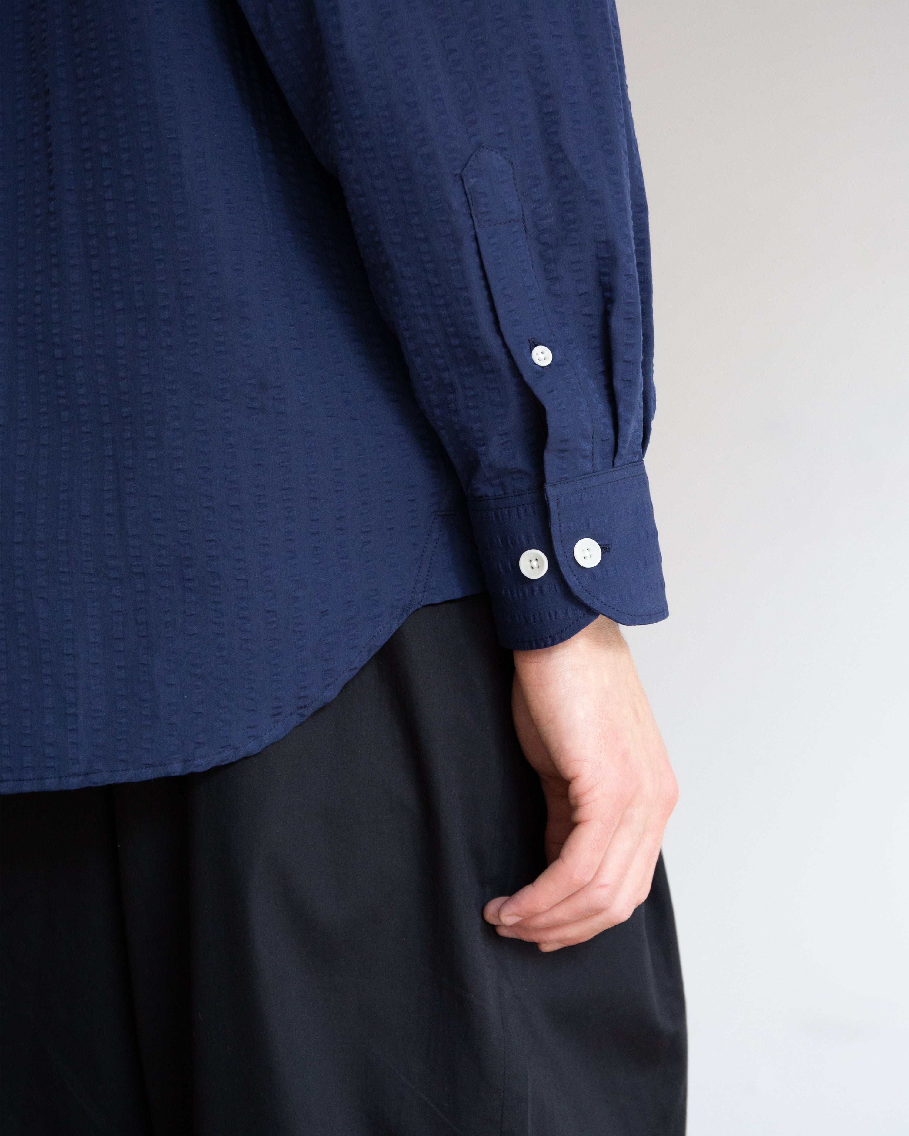 Arne Shirt -  Dark Blue Seersucker