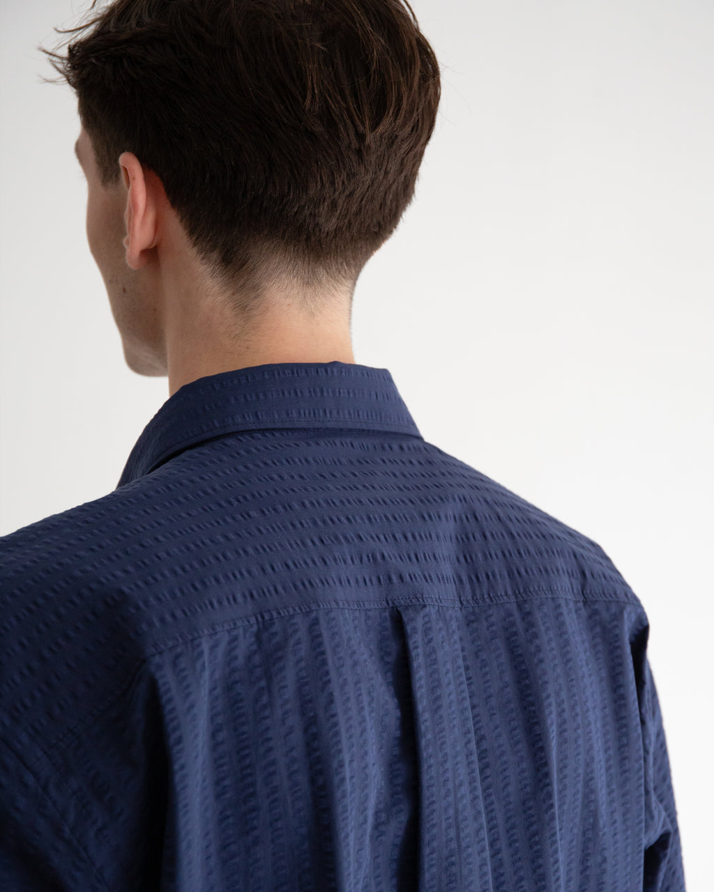 Arne Shirt -  Dark Blue Seersucker